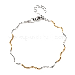 304 Stainless Steel Wave Shape Snake Chains Bracelets for Women&nbsp;BJEW-G780-03GP