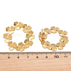女性用304ステンレススチールスタッドピアス  花  ゴールドカラー  34x34.5mm&nbsp;SA-CBABC0E-04G