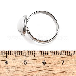 半円形の天然ハウライト指輪  女性用304ステンレススチール調節可能リング  ラウンドカボション：10mm  usサイズ6（16.5mm）  3mm&nbsp;RJEW-M062-01P-43