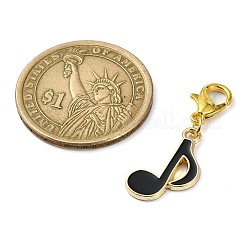 音楽テーマ合金エナメルペンダント装飾  亜鉛合金カニカン付き  ブラック  25~39mm&nbsp;HJEW-JM01764