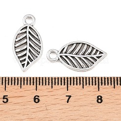 合金のチベット風チャーム  中空葉チャーム  アンティークシルバー  19.5x10x1.5mm  穴：2mm  約1219個/1000g&nbsp;PALLOY-A024-18AS