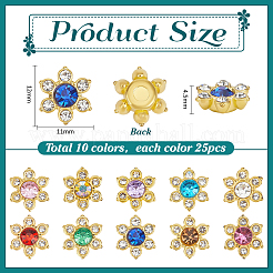 250色合金ラインストーンカボション10個  花  ミックスカラー  12x11x4.5mm  25個/カラー&nbsp;FIND-PH0059-67