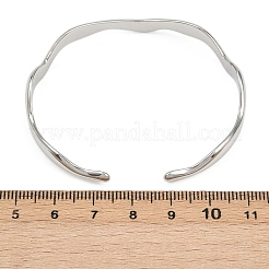 女性用304ステンレススチールカフバングル  ステンレス鋼色  1/4インチ（0.8cm）  内径：2-1/8インチ（5.3cm）&nbsp;BJEW-B147-01P