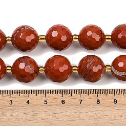 天然石レッドジャスパービーズ連売り  多面カット  ラウンド  シードビーズで  15~16mm  穴：1.4~1.6mm  約21個/連  15.35~15.94インチ（39~40.5cm）&nbsp;G-C249-A12-16mm