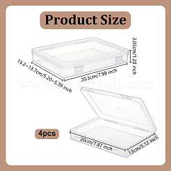 ヒンジ付き蓋付きPP収納ボックス  長方形  ホワイト  20.3x13.2~13.7x3.05cm  内径：20x13のCM&nbsp;CON-WH0095-188