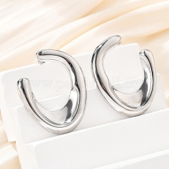 304ステンレススチールスタッドピアス  U字型  ステンレス鋼色  41x34mm&nbsp;EJEW-D319-03P