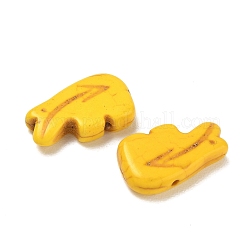 染色された合成ターコイズビーズ  ズニベア  きいろ  12.5x20.5x5mm  穴：1.2mm&nbsp;GG-CBA79F7-01E