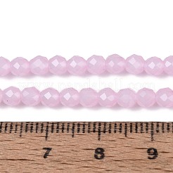 ジェイド風ガラスビーズ連売り  ラウンド  多面カット  パールピンク  4x3.5~4mm  穴：0.6~0.8mm  約94~99個/連  13.78~14.57''（35~37センチメートル）&nbsp;GLAA-T028-4mm-11E