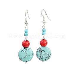 Brass Synthetic Turquoise Dangle Earrings&nbsp;EJEW-JE06589-02