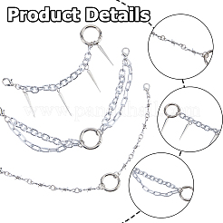 6Pcs 3 Style Aluminum Chains for Jeans Pants&nbsp;HJEW-HS00087