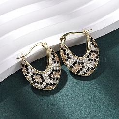 Brass Micro Pave Cubic Zirconia V-Shaped Hoop Earrings&nbsp;EJEW-H165-06G