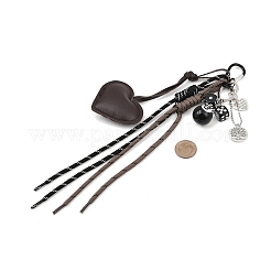 Imitation Leather Heart & Polyester Cord & Billiards Resin Bead Pendant Decorations&nbsp;HJEW-JM04419-02