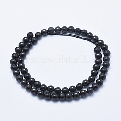 天然石ブラックトルマリンビーズ連売り  ラウンド  6mm  穴：1mm  約62個/連  15.7インチ（40cm）&nbsp;G-E444-27-6mm