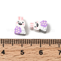 イースターの手作りポリマークレイビーズ  兎  10x7x4.5mm  穴：1.9mm&nbsp;CLAY-A006-01B