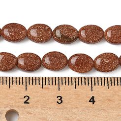 合成ゴールドストーン金砂石ビーズ連売り  フラットオーバル  8x6x3mm  穴：0.9mm  約49~50個/連  15.16''~15.55''（38.5~39.5センチメートル）&nbsp;G-Z006-A44