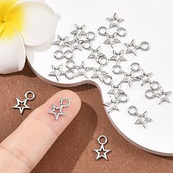 シーグレース真鍮製スターチャーム  カドミウムフリー＆ニッケルフリー＆鉛フリー  プラチナメッキ  12x9x1mm  穴：2.5mm&nbsp;XGR0160P-101P