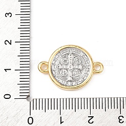Brass Flat Round with Saint Benedict Links Connector Charms&nbsp;KK-K408-01G