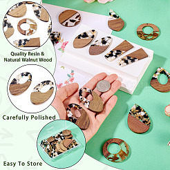 16Pcs 8 Styles Transparent Resin & Walnut Wood Big Pendants&nbsp;RESI-TA0003-71