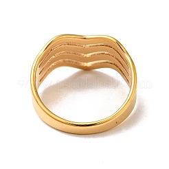 Ion Plating(IP) 201 Stainless Steel Wave Thick Finger Ring for Women&nbsp;RJEW-G266-08G