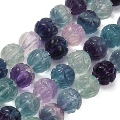 Natural Fluorite Carved Beads Strands&nbsp;G-L634-J04-B01