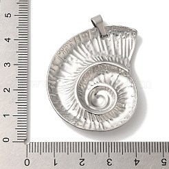 変色しない304ステンレススチールペンダント  スパイラルシェルチャーム  ステンレス鋼色  44x34x5mm  穴：4mm&nbsp;STAS-M017-09P