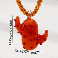 Handmade Lampwork Cactus Pendant Necklaces for Women&nbsp;FS-WG65E2A-01