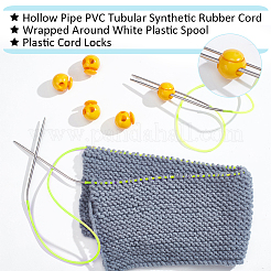 中空パイプpvcチューブラー合成ゴムコード  白いプラスチックのスプールに巻き  プラスチックコードロック付き  緑黄  コー​​ド：2 mm厚  穴：1mm  約54.68ヤード（50m）/ロール  1ロール;ロック: 20.5x18.5mm  穴：5.3x5.6mm  6pc&nbsp;RCOR-NB0001-01A