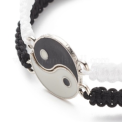 Enamel Yin Yang Matching Couple Braided Bead Bracelets Set&nbsp;BJEW-JB08557