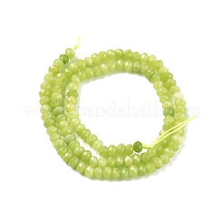 染め天然マレーシアジェイド翡翠ロンデルビーズ連売り  多面カット  緑黄  4x2~3mm  穴：1mm  約110~115個/連  14インチ&nbsp;G-E316-2x4mm-41