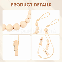 Wall Hanging Photo Display with Wooden Beads Garland&nbsp;AJEW-WH20011-54C