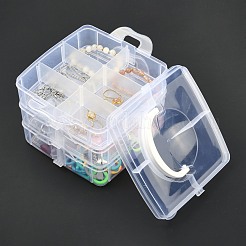 プラスチックビーズ収納ケース  長方形  3層  18区画の合計  透明  15.5x16x13cm  コンパートメント：4.8x7.1~5.1x7.2センチメートル&nbsp;CON-S034