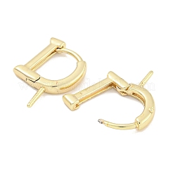 真鍮製フープピアスパーツ  カドミウムフリー＆ニッケルフリー＆鉛フリー  D形  18KGP本金メッキ  15x10mm  ピン：1mm&nbsp;KK-S386-03G