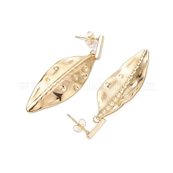 304ステンレススチールスタッドピアス  葉  18KGP本金メッキ  46x15.5mm&nbsp;EJEW-JE06309