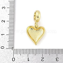 Brass Red Enamel Heart European Dangle Charms&nbsp;KK-Z090-07G-01
