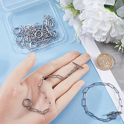 15Pcs 304 Stainless Steel Paperclip Chain Bracelets Set&nbsp;BJEW-SC0001-23