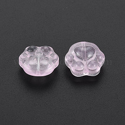 透明焼付塗料ガラスビーズ  足跡  ピンク  13.5x15x8.5mm  穴：1.2mm&nbsp;LS-GLAA-S190-021-A03