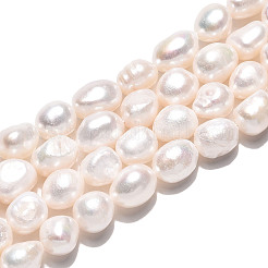 天然養殖淡水パールビーズ連売り  研磨両側  乳白色  8.5~13x7.5~9.5x7~9.5mm  穴：0.6mm  約16~17個/連  6.69~7.09インチ（17~18cm）&nbsp;PEAR-N028-07