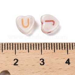 プラスチックビーズ  クラフトビーズ  文字 a~z テーマ  ハート  7x7x3.5mm  穴：1.5mm  2777個/ 500g&nbsp;KY-B004-06A