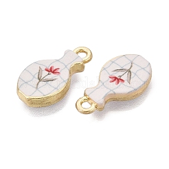 プリント合金ペンダント  ラックめっき  花瓶と花のチャーム  カドミウムフリー＆ニッケルフリー＆鉛フリー  ゴールドカラー  インディアンレッド  19x10x3mm  穴：1.8mm&nbsp;PALLOY-SZC0008-04A