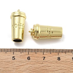 真鍮チャーム  カドミウムフリー＆ニッケルフリー＆鉛フリー  コーヒーの文字が書かれたボトル  丸カン付き  18KGP本金メッキ  22.5x11x10.5mm  穴：3mm&nbsp;KK-U060-19G