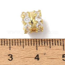 真鍮ガラスラインストーンビーズ  コラム  透明  8.5x6mm  穴：3.5mm&nbsp;KK-B098-03G-02