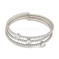 Rack Plating Brass Pave Clear Cubic Zirconia Open Cuff Wrap Bangles&nbsp;BJEW-B110-01P-02