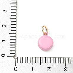 スプレープリント真鍮製チャーム  マカロンケーキチャーム  ゴールドカラー  パールピンク  12x10x4.5mm  穴：3.8mm&nbsp;KK-CBAEB58-04A