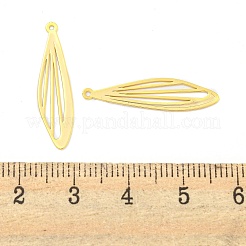 真鍮チャーム  葉  18KGP本金メッキ  26x6.5x0.3mm  穴：0.8mm&nbsp;KK-M286-05G
