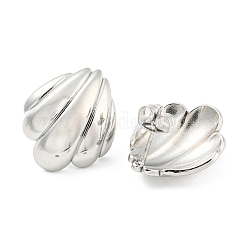 変色しない304ステンレススチール製スタッドピアス（女性用）  シェル形状  ステンレス鋼色  20x17mm&nbsp;EJEW-C067-16P