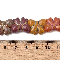 塗装ガラスビーズ連売り  ゴールドライン入り  蝶結び  カラフル  15~16x17~18x6.5~7mm  穴：1.1mm  約22個/連  13.39''（34センチメートル）&nbsp;GLAA-Z021-02A