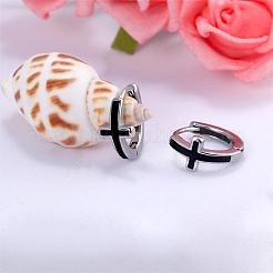 316 Stainless Steel Cross Hoop Earrings for Men Women&nbsp;EJEW-SZ0001-98