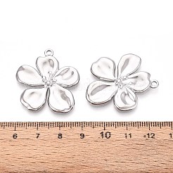304ステンレススチールフラワーペンダント  変色しない  ステンレス鋼色  32x29.5x2mm  穴：2mm&nbsp;X-STAS-T067-30P