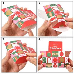 クリスマステーマの紙枕ギフトボックス16個、4スタイル  ギフトラッピング用の吊り下げ穴付きギフト包装箱  雪だるまサンタクロース  混合図形  13x2.75x11.5cm  4個/スタイル&nbsp;CON-FS0001-22