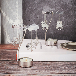 2 Sets 2 Style Stainless Steel Rotating Fairy Tealight Candle Holder&nbsp;DJEW-GF0001-20